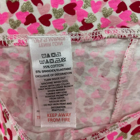 Max Studio Leggings Kids Girl's Sz S 5-6 Pink Gold Heart Print Stretch Slim Fit - Picture 11 of 12